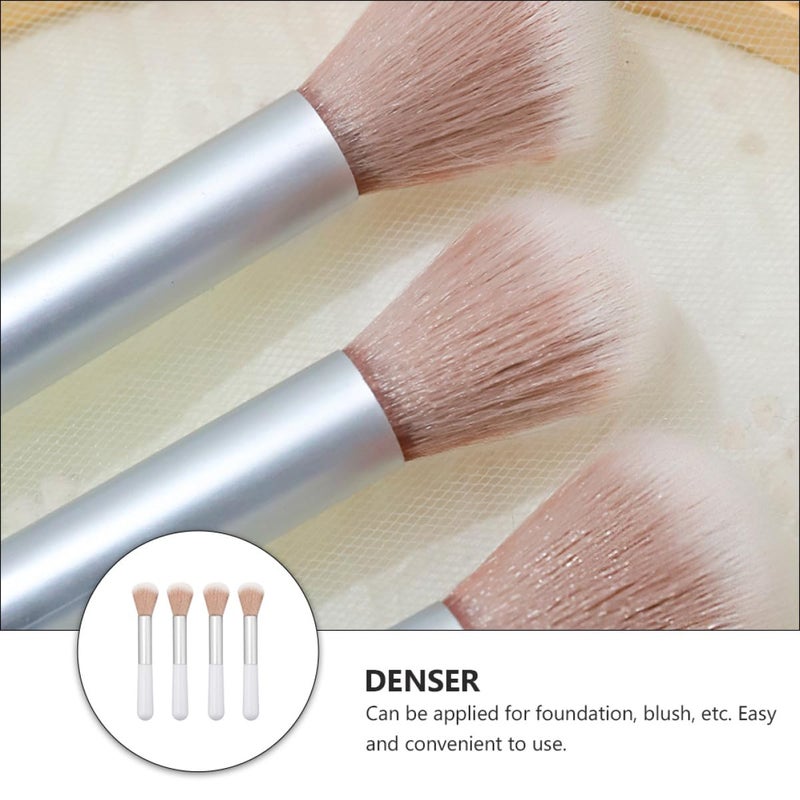 4Pcs Pink Synthetic Hair Makeup Brush Set with Blush and Powder Brushes - Image 3